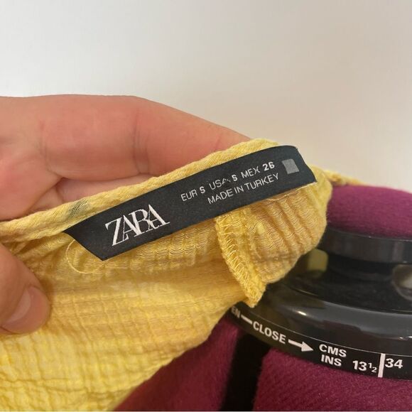 ZARA Yellow Polka Dot Relaxed Fit Summer Top S/M - Picture 12 of 12